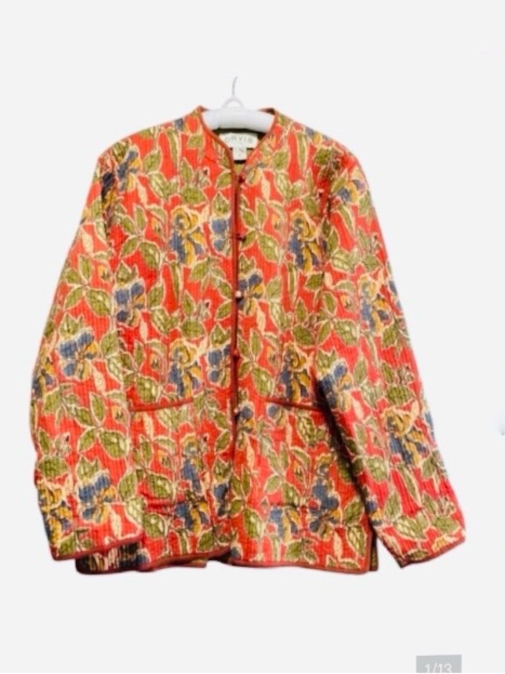 Orvis 💯%Cotton Quilt Multicolor Reversible Floral Jacket Size M